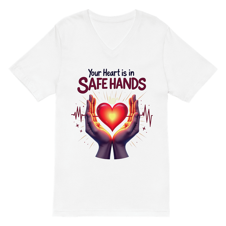 Glowing Heart Safe Hands V-Neck Tee product image (2)