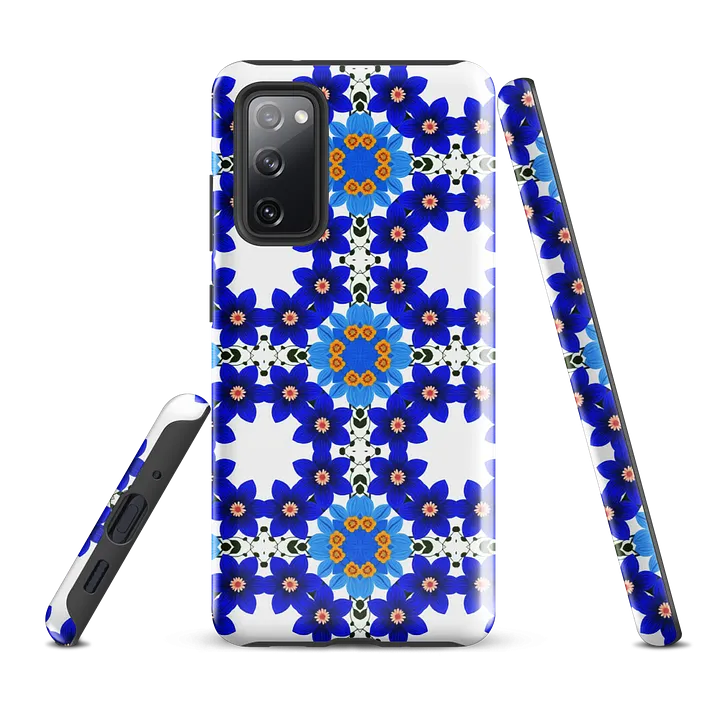 Tough Phone Case for Samsung® - Blue and Yellow Geometric Floral Pattern product image (1)