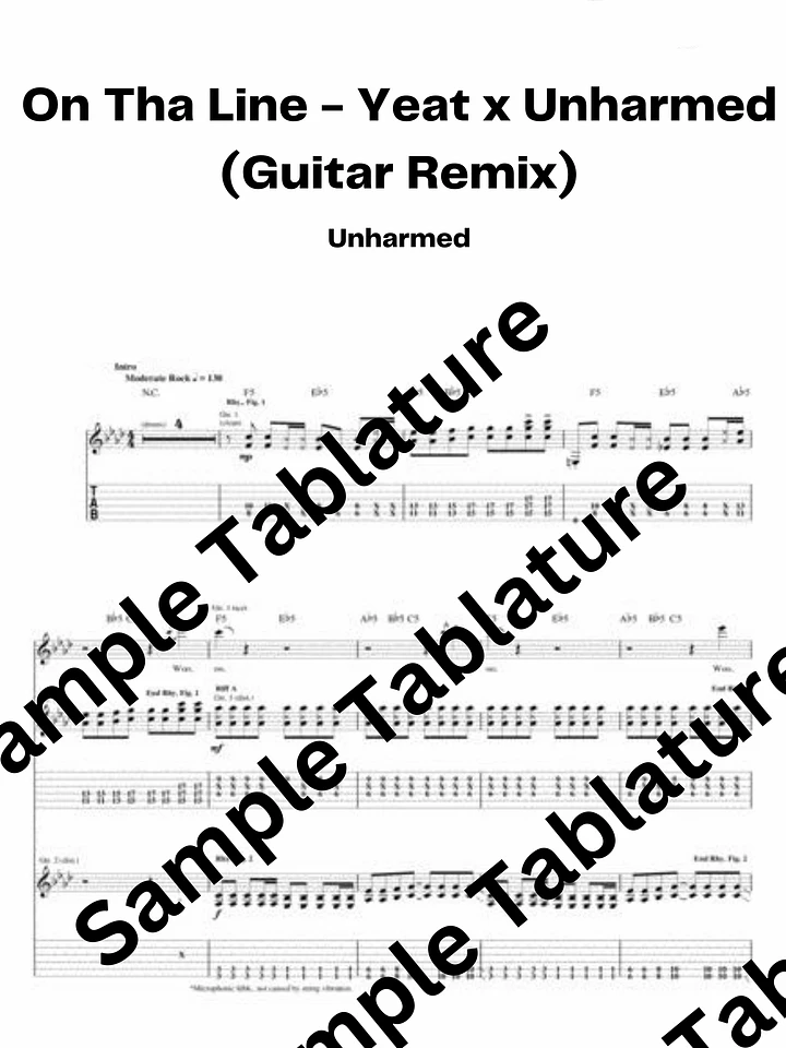 On Tha Line - Yeat x Unharmed (Guitar Remix) Guitar Tablature product image (1)