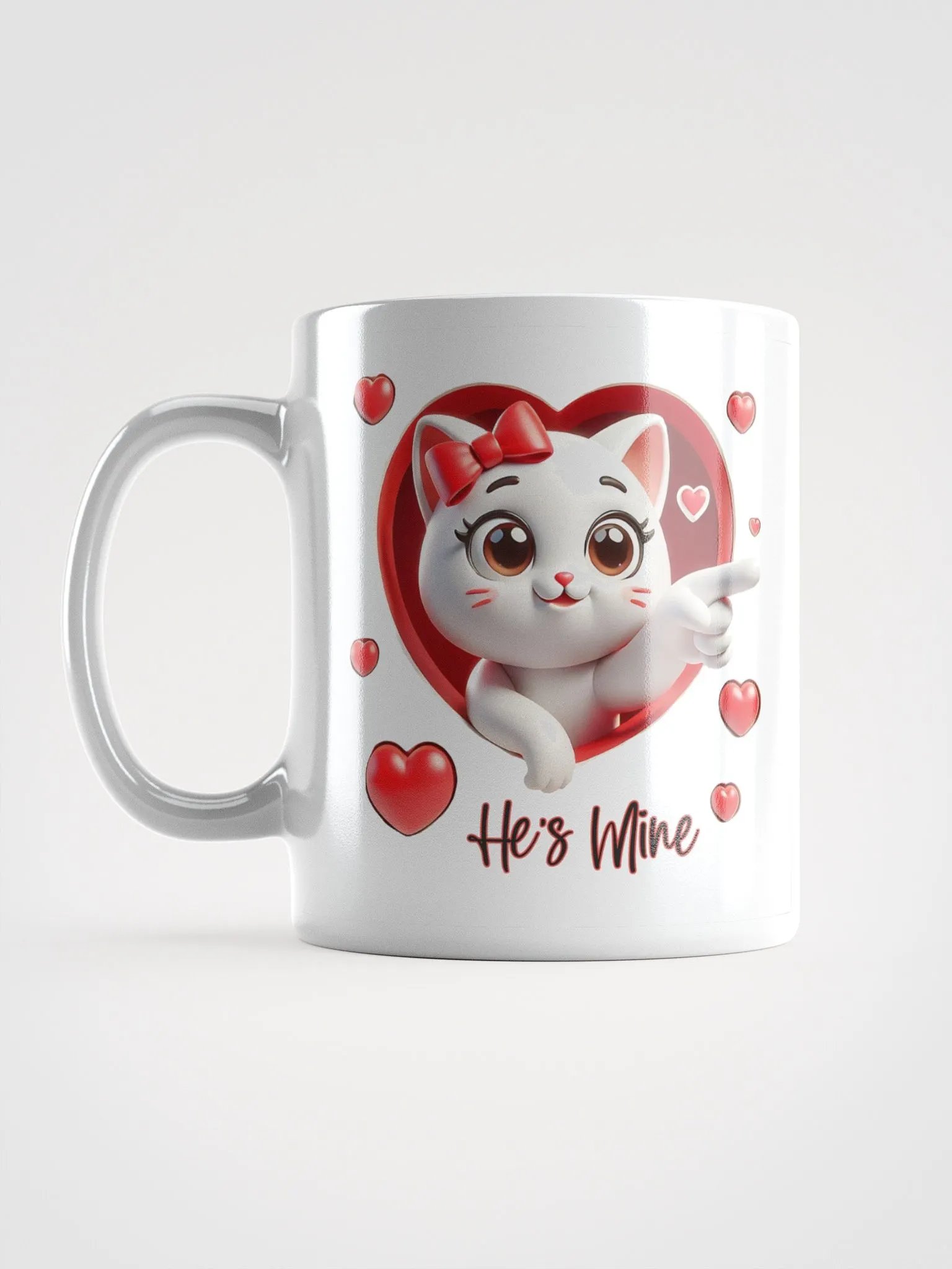 Cute Cat Heart Mug Purrfect Love "He's Mine!" product image (6)