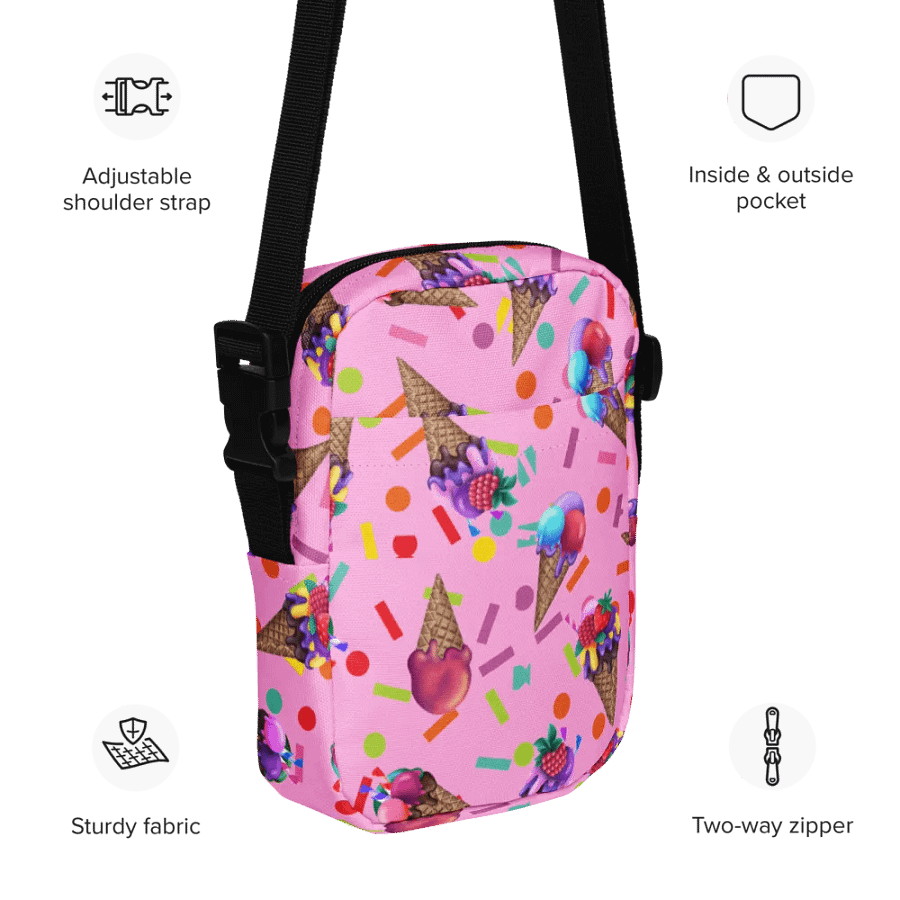 ice-cream pink Scoops All-Over Crossbody Bag for girls product image (11)