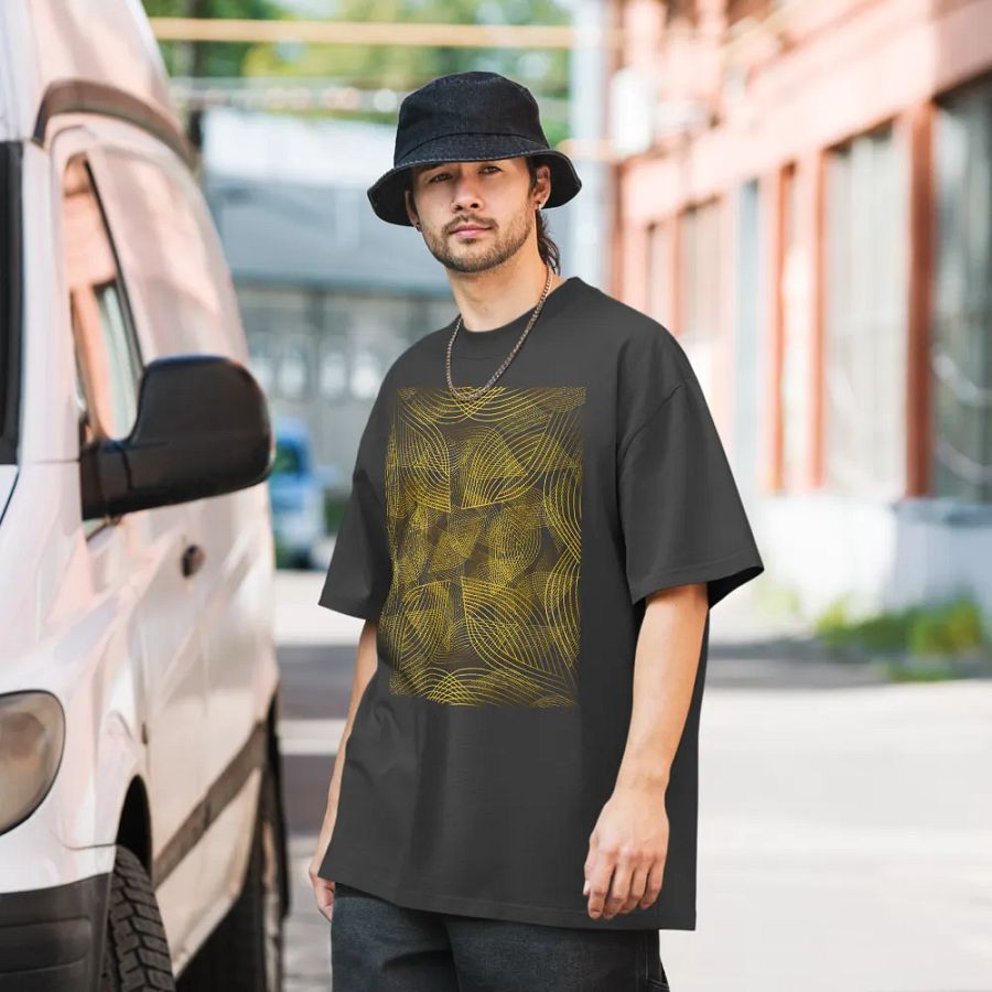 T-Shirt with golden lines and leaf design product image (6)