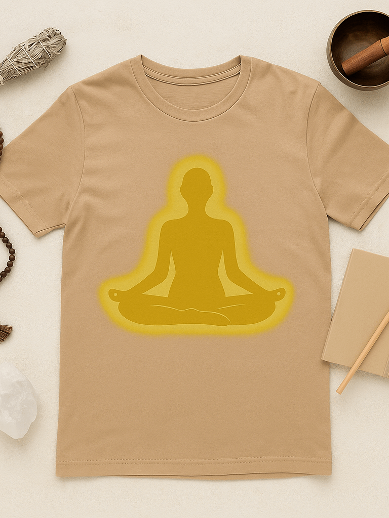 Peace in Practice – Golden Meditation Silhouette Tee | Sand product image (4)