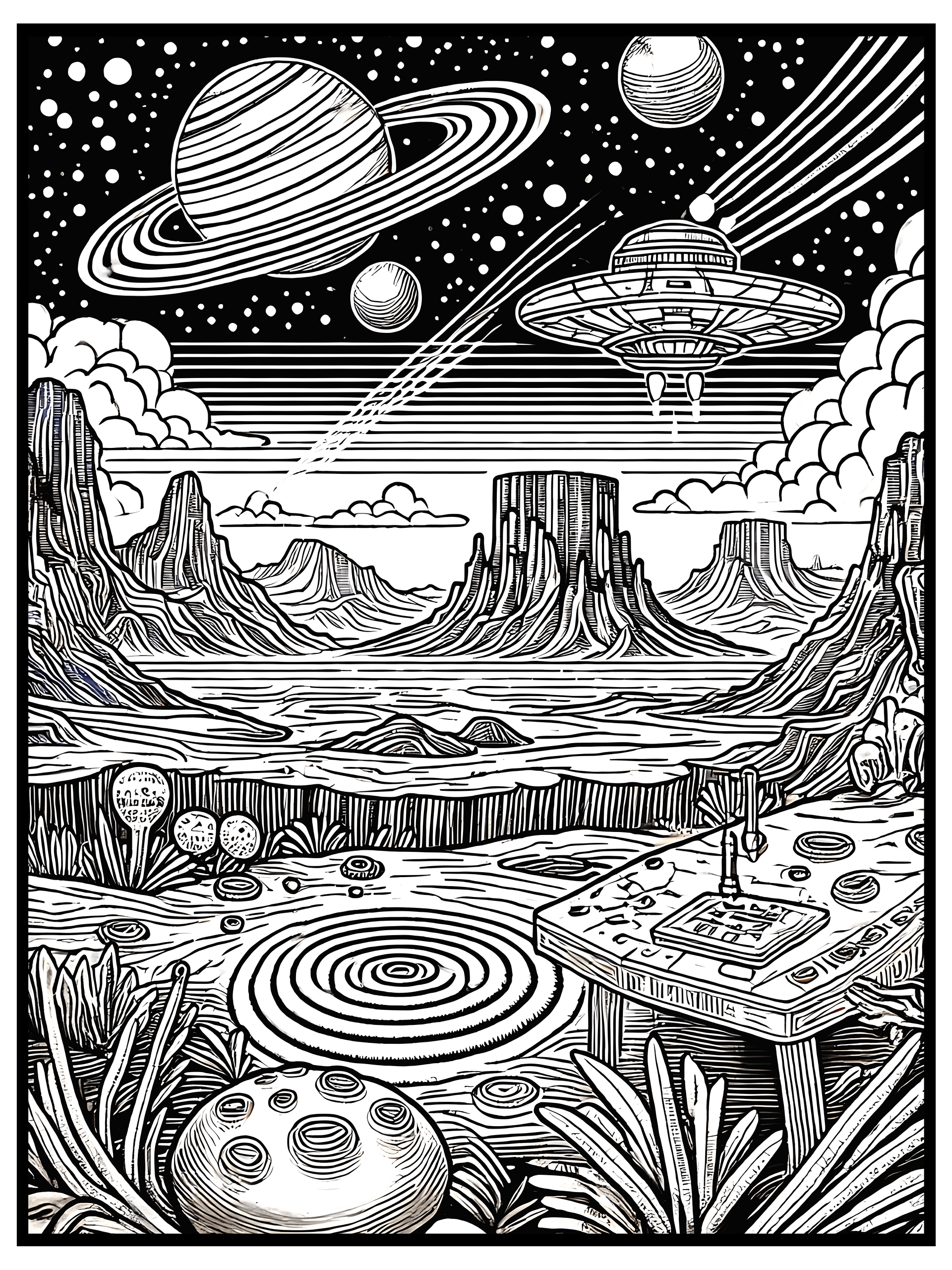 👽 3 Alien Planetary Launches Coloring Pages – Free Printable Set | MoonFun.Shop Launch Special product image (1)
