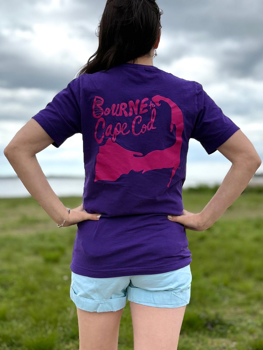 Women's | BOURNE to Cape Cod™ | Supersoft T-Shirt by Bella+Canvas | Vibrant Pink Logo on Bright Colors product image (5)