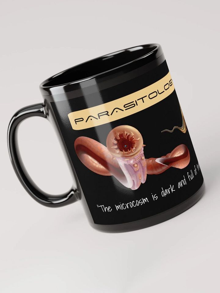 Black Ceramic Parasitology Mug - Science Lover Gift - parasites- Microbiologist- researcher-protozoa- worms product image (2)