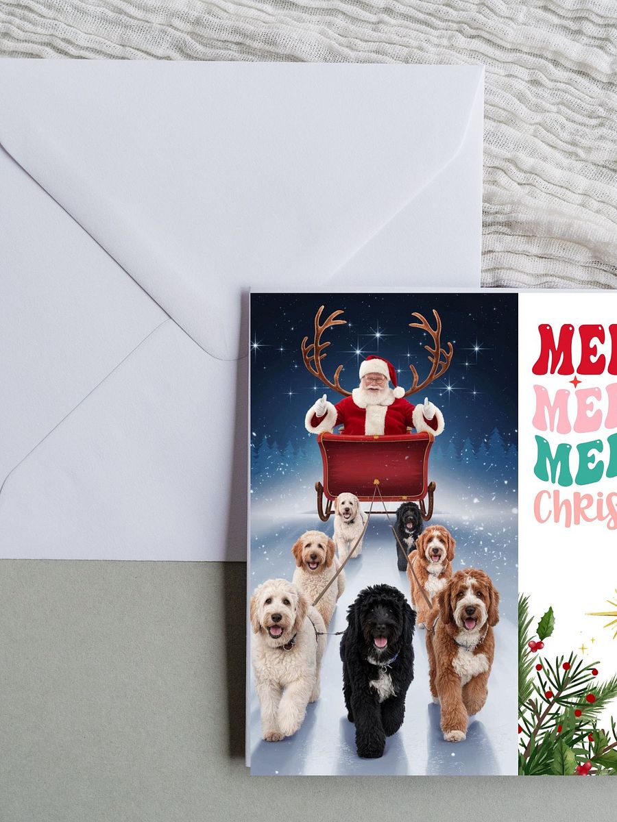 15cmx15cm Cavoodle Sleigh & Santa Xmas Card product image (7)