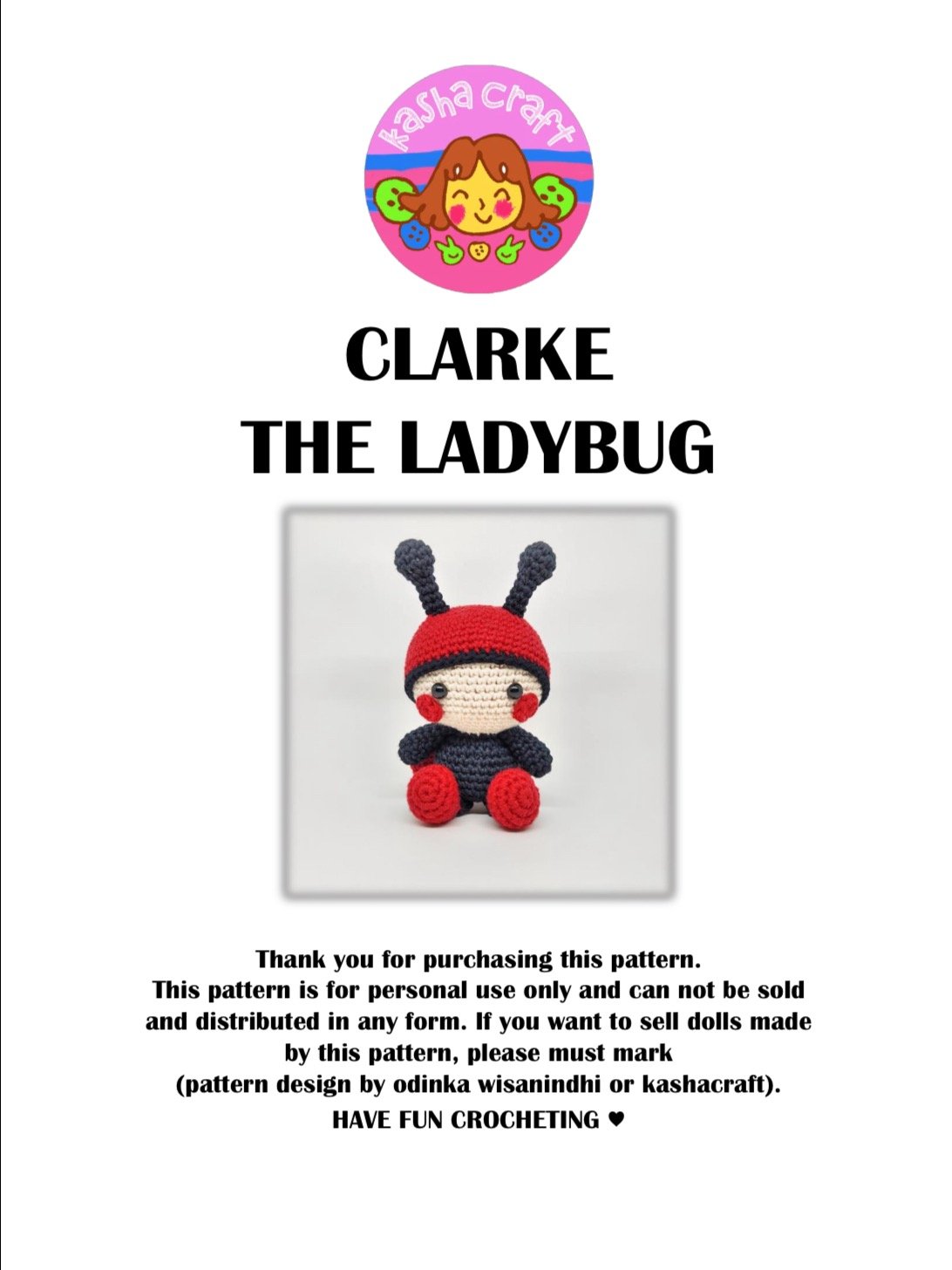 Amigurumi Cute Little Ladybug Clarke Crochet Doll Pattern Instructions product image (2)