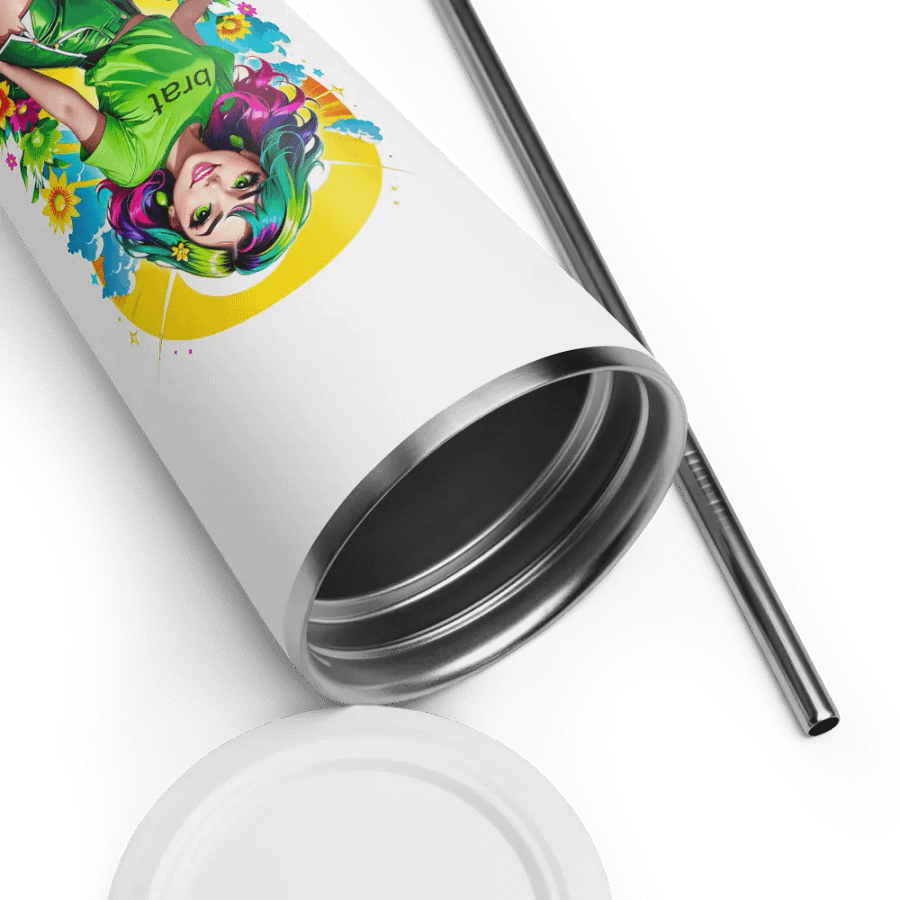 Brat 20 oz Tumbler Cup - White - Insulated Tumbler with a Straw v3 product image (9)