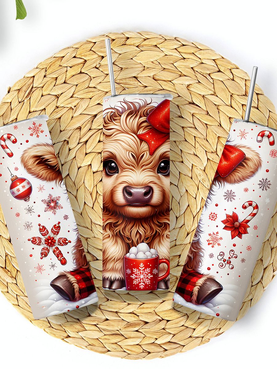 20 oz Christmas Cocoa Highland Cow Tumbler product image (8)