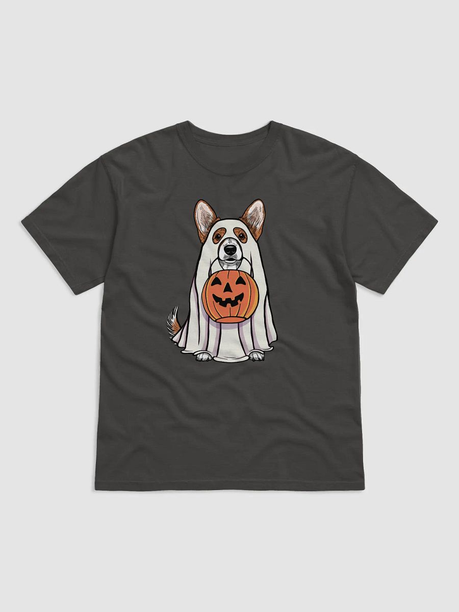 Funny Halloween Cardigan Welsh(Sable) Corgi T-Shirt | Funny Corgi Wearing a Ghost Costume and Holding a Pumpkin Basket product image (17)
