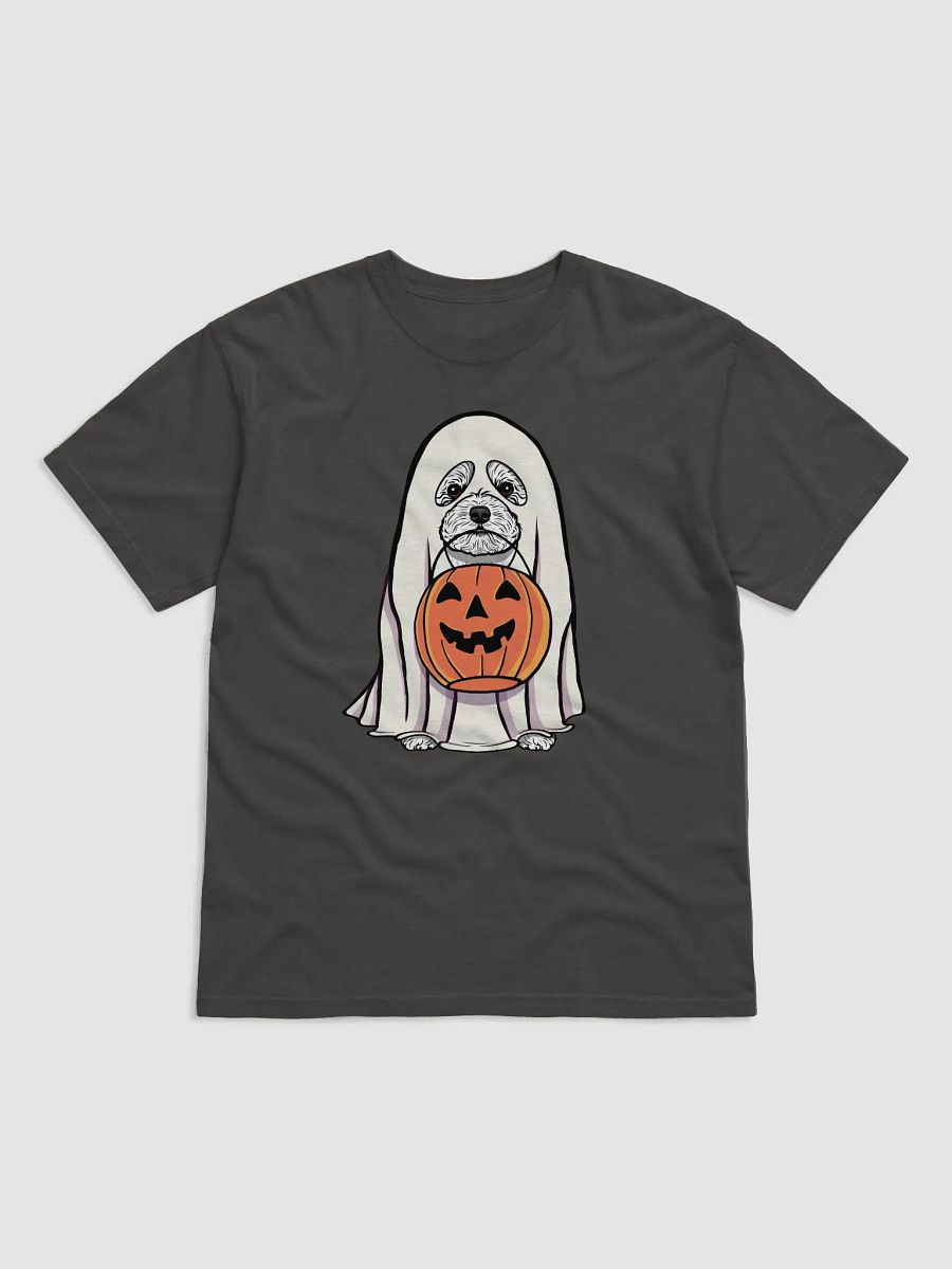 Funny Halloween Bichon Frise T-Shirt | Funny Bichon Frise Wearing a Ghost Costume and Holding a Pumpkin Basket product image (20)