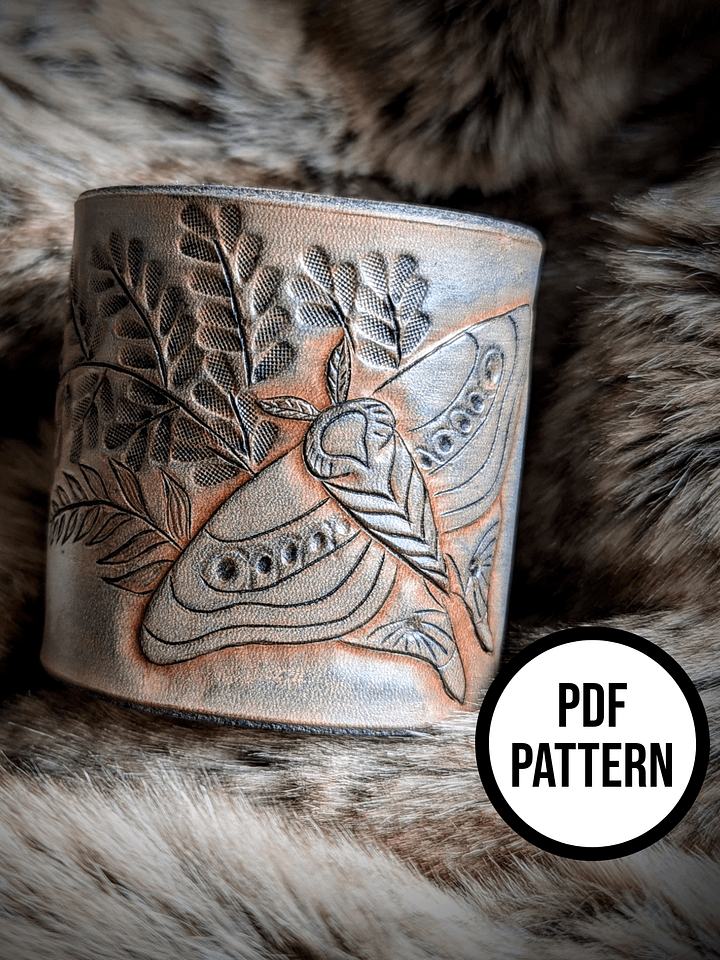 Moth Leather Cuff Pattern - Ellie Everyday Cosplay - PDF Pattern for Leatherwork product image (1)