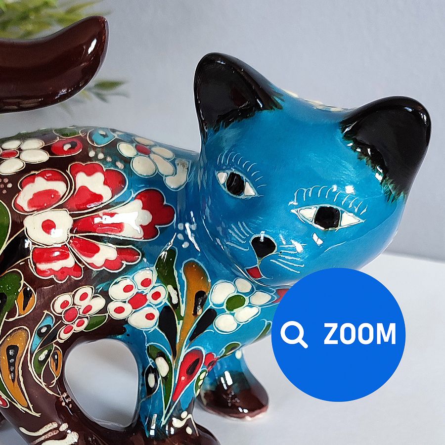 Ceramic handmade cat, Turkish decor (Blue) — handmade pottery product image (7)
