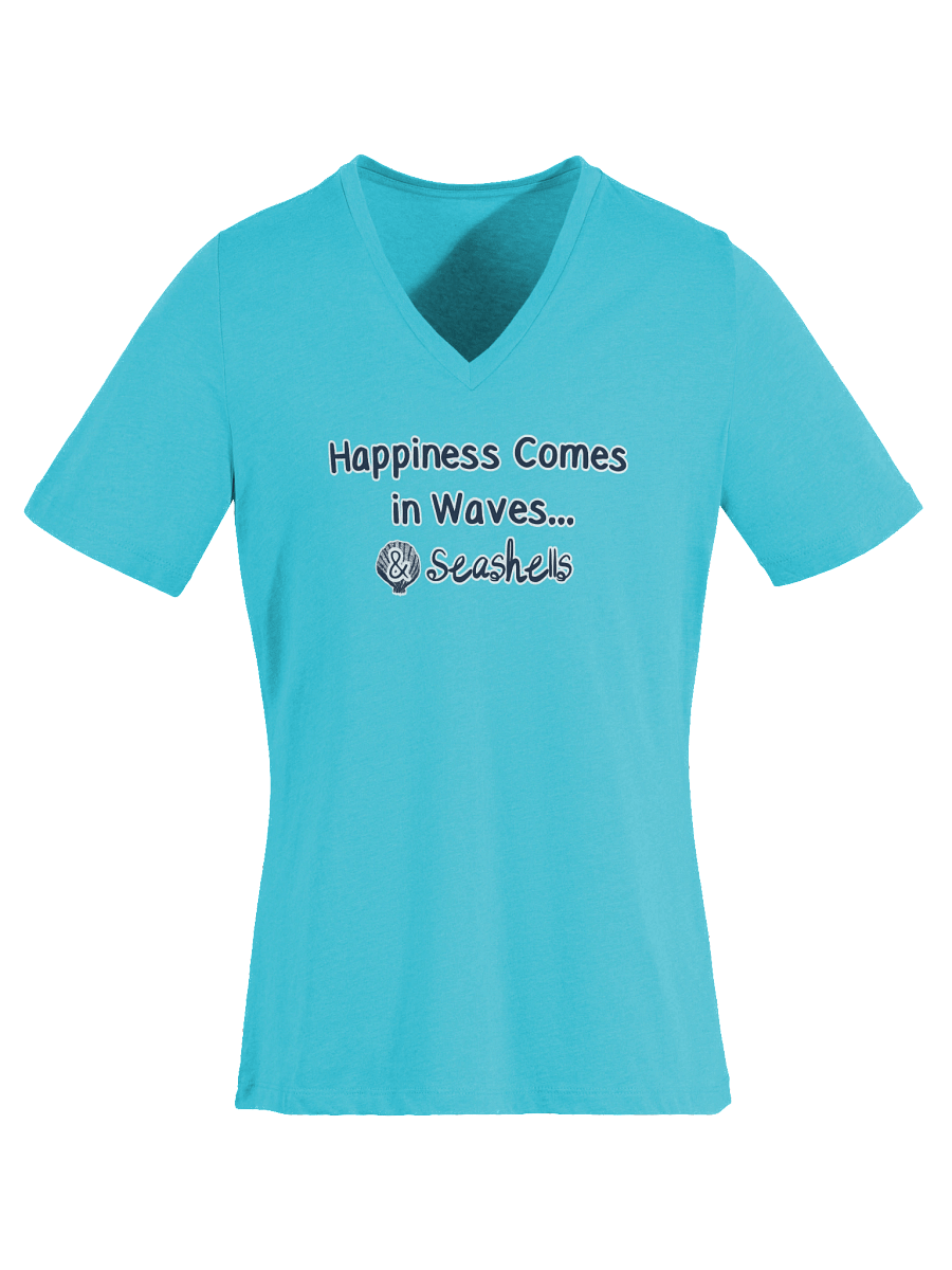 🌊 Happiness Comes in Waves...& Seashells | Coastal Beachcomber V-Neck Tee | Monique Faella Designs™ product image (61)