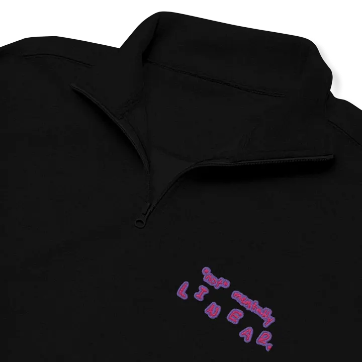 *not* mentally linear. (berry design) embroidered quarter zip product image (1)
