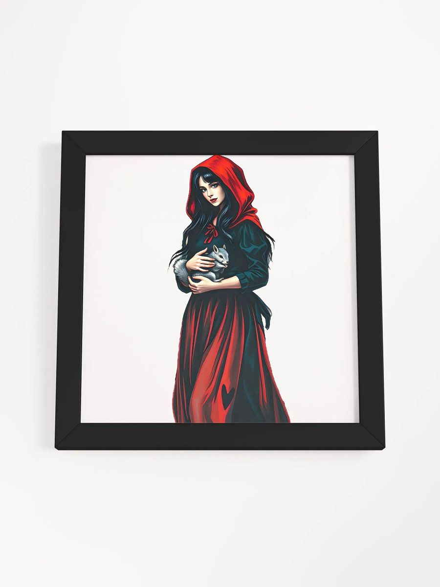Enchanted Red Hood Framed Matte print- a girl and her short tailed squirrel product image (20)