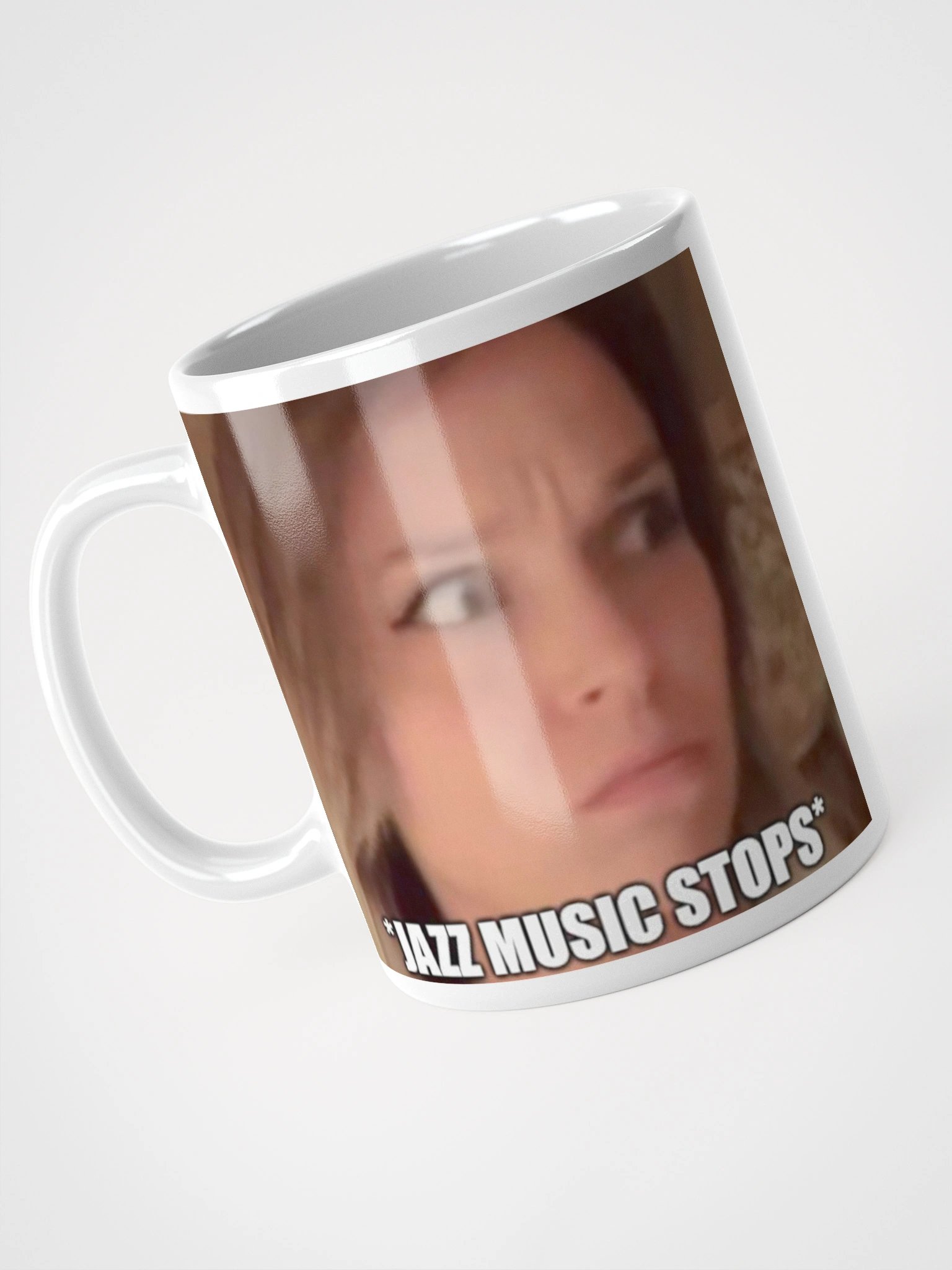 JAZZ MUSIC STOPS - Surprise Expression White Glossy Mug product image (1)