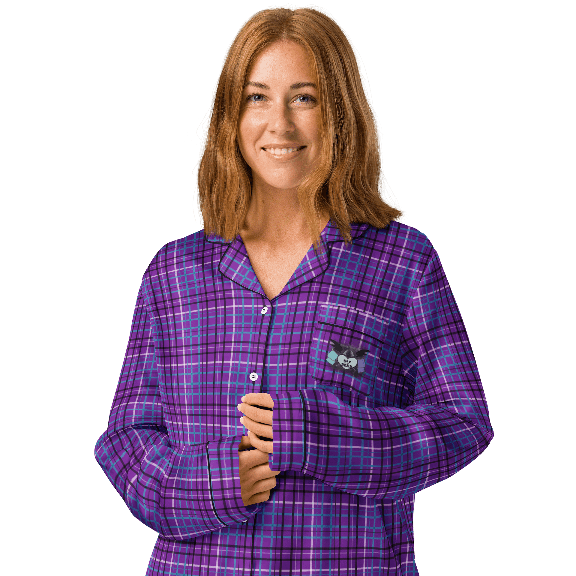 Purple Plaid Long Sleeve Pajama Shirt product image (3)