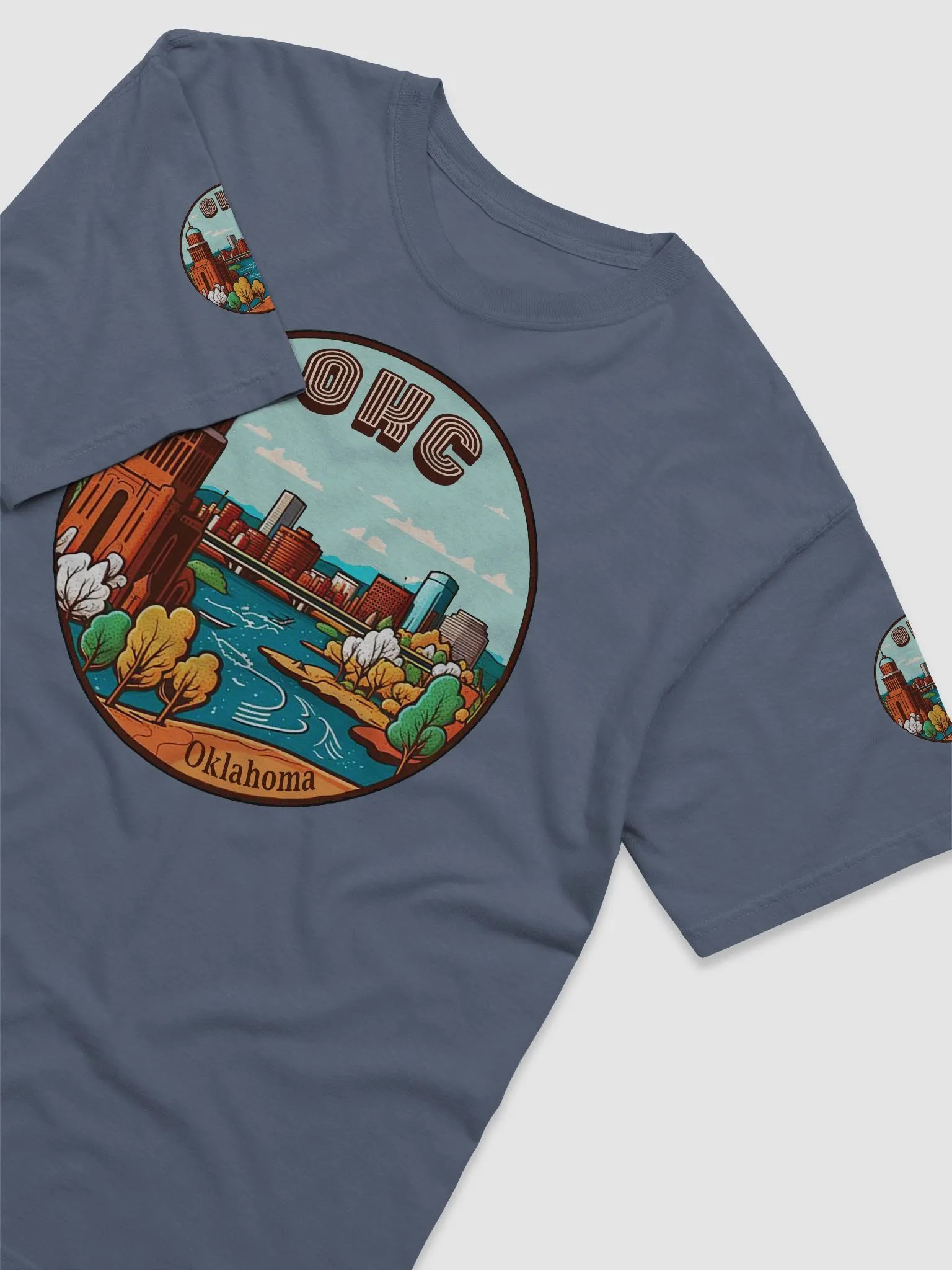 Retro OKC Oklahoma Cityscape Garment-Dyed Tee product image (27)