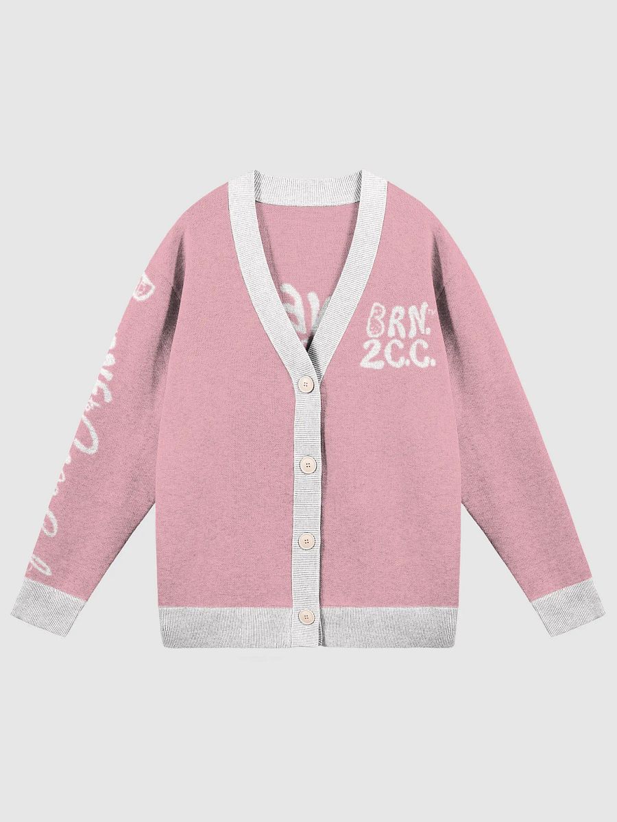 The Cape Cozy Cardigan | BOURNE to Cape Cod™ Unisex Knit Sweater | Coastal Classic Fit | Colors: Pink & White Trim product image (1)