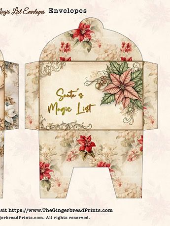 Santa's Magic List Christmas Self-close Envelopes Digital Download product image (1)