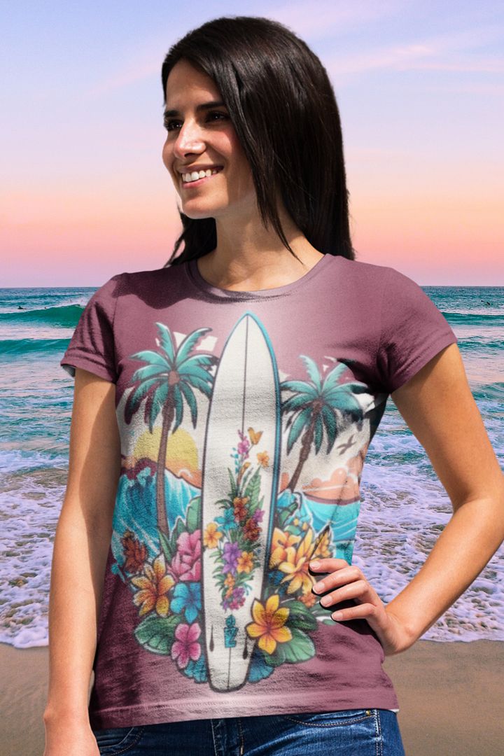 Tropical Surfboard All Over Print T-shirt product image (1)