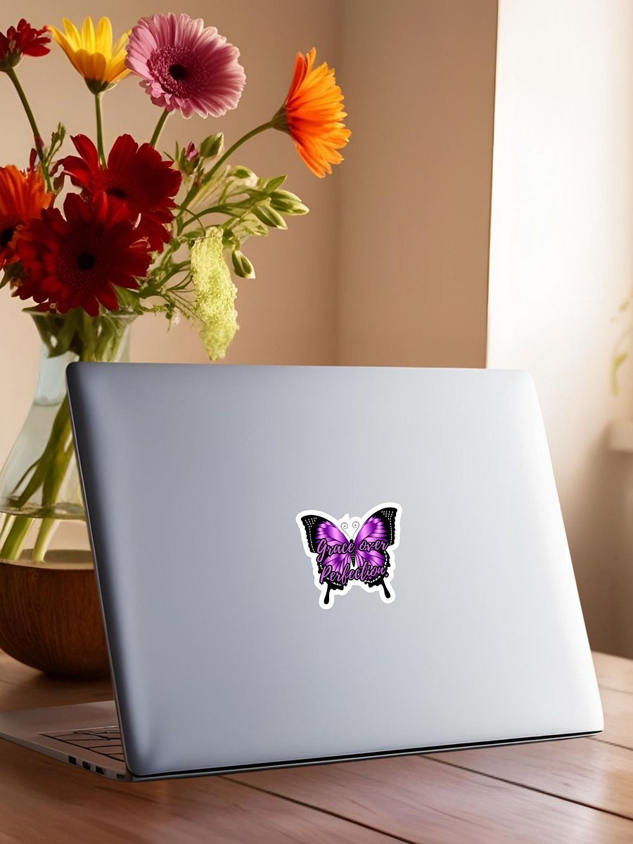 Grace over Perfection – Purple Butterfly Inspirational Quote Sticker product image (3)