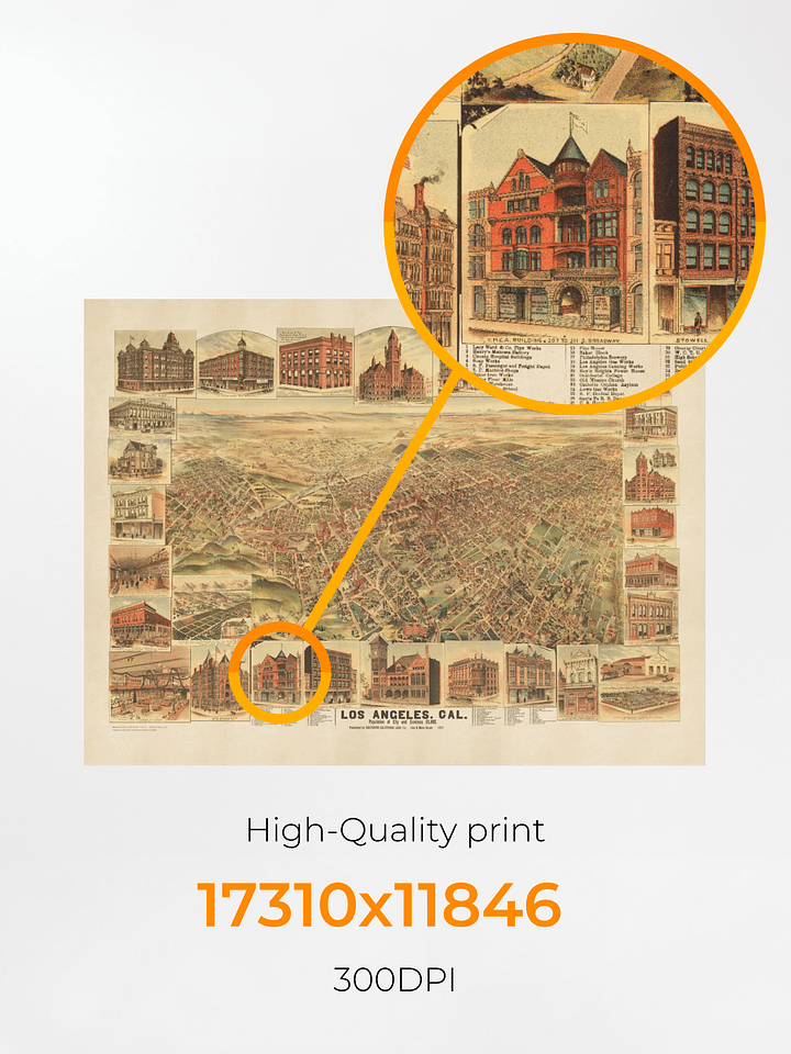 Los Angeles 1891 Poster Print – Hand-Drawn Historic Map Print (Unframed) product image (2)