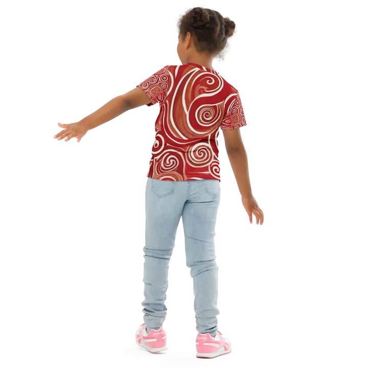 Funky Cherry Swirls Liquid Tie-Dye Kid's and Toddler's Crew Neck T-shirt product image (2)