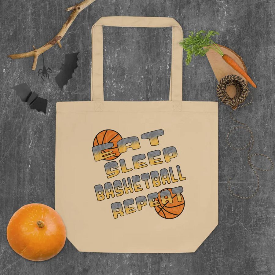 Eat Sleep Basketball Repeat Hoops & Style Eco Tote Bag product image (4)