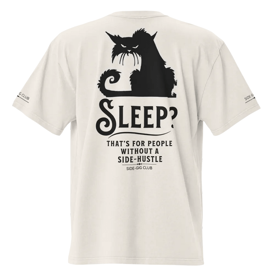 Sleepless Grind: Hustler Cat Oversized Tee Streetwear Edition in Vivid Black product image (2)