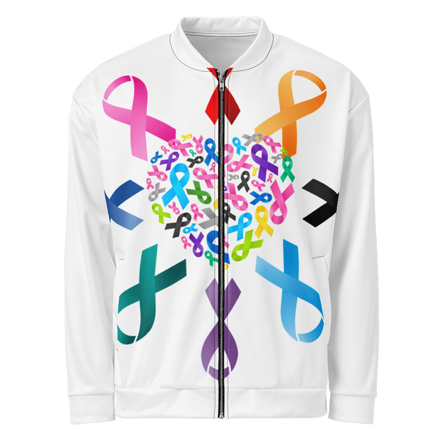Cancer Awareness Ribbon Heart All-Over Print Bomber Jacket product image (1)