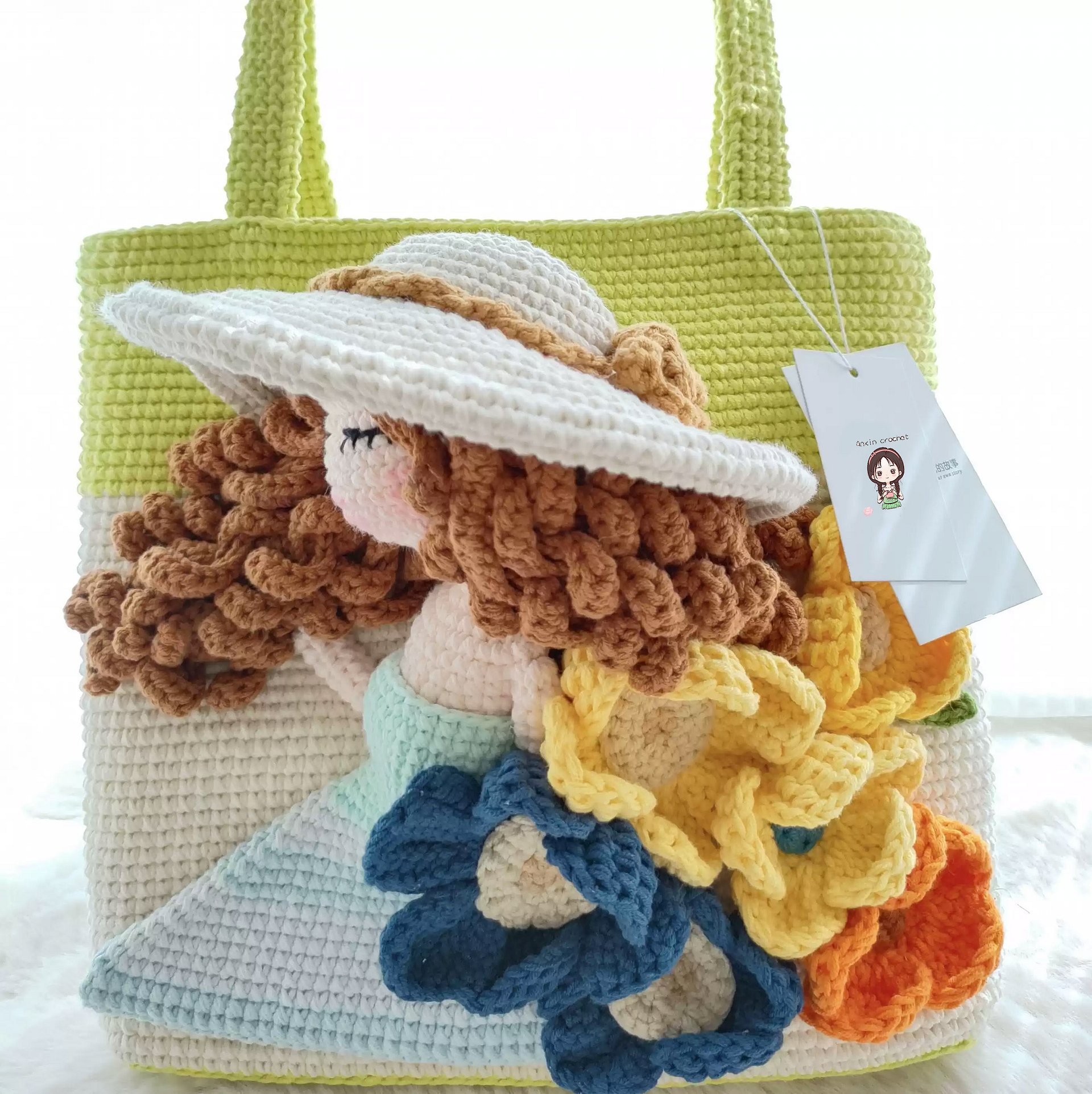 Crochet "Blooming Girl" Tote Bag Pattern PDF — Whimsical Floral & Girl Design for Handmade Lovers! product image (1)