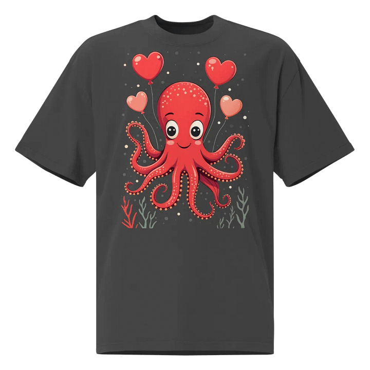 Octopus with Hearts Balloons Faded T-Shirt product image (1)