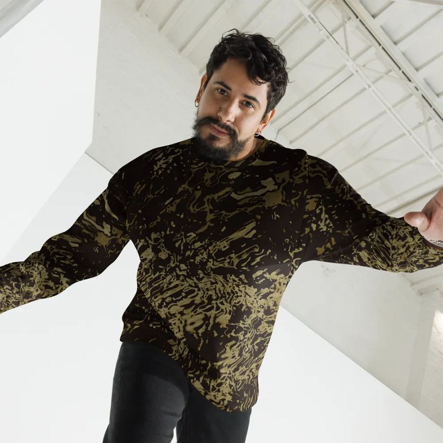 Abstract Brown and Black Marble Effect Unisex All Over Print Sweatshirt product image (3)