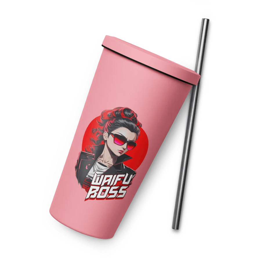 Waifu Boss 20 oz Tumbler Cup - Pink - Insulated Tumbler with a Straw v2 product image (8)