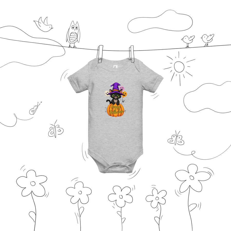 Witchy Sitting Pumpkin Cat Baby Romper Onesie product image (9)