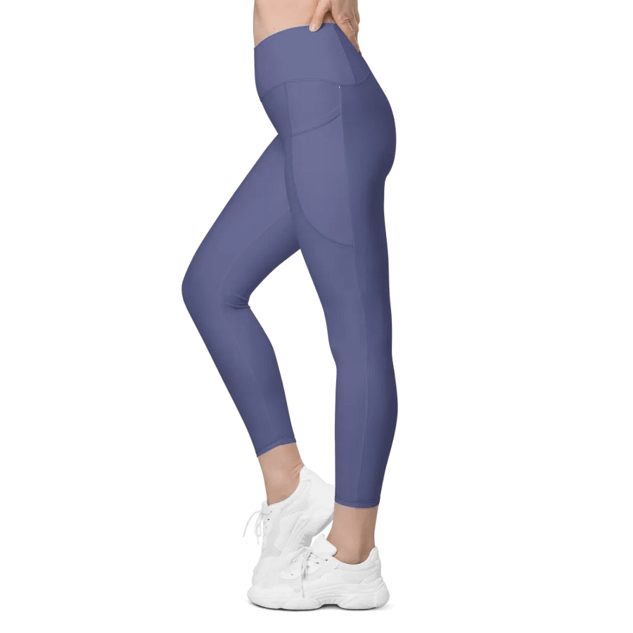 Plain Dark Purple Soft Summer Women's High Waisted Premium Crossover Leggings with Pockets by Treasure Pie product image (5)