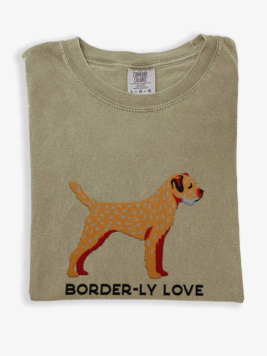 Border-ly Love T-Shirt(Embroidered) of a Border Terrier product image (1)
