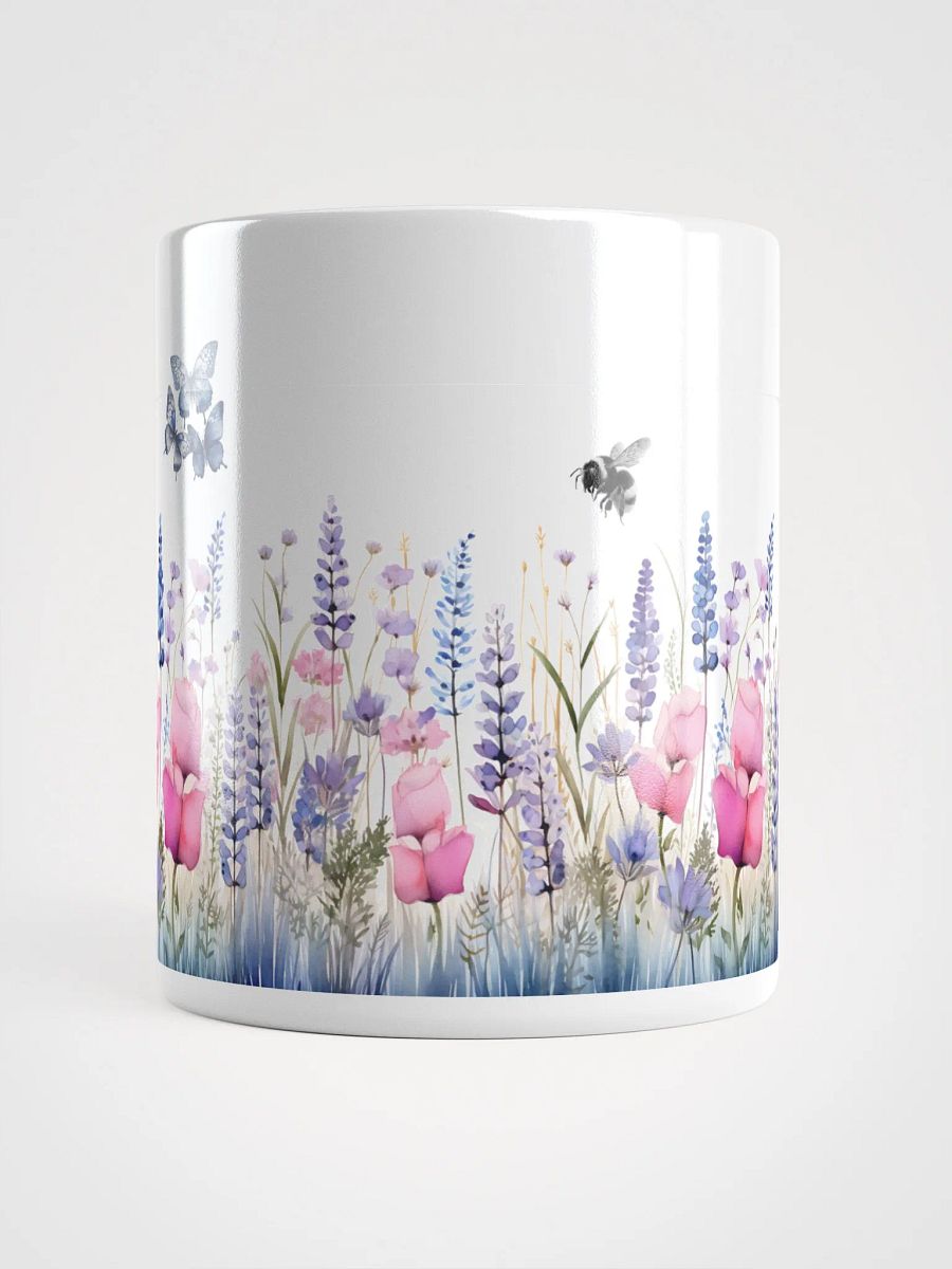 Pastel Wildflower and Blue Butterflies White Mug product image (5)
