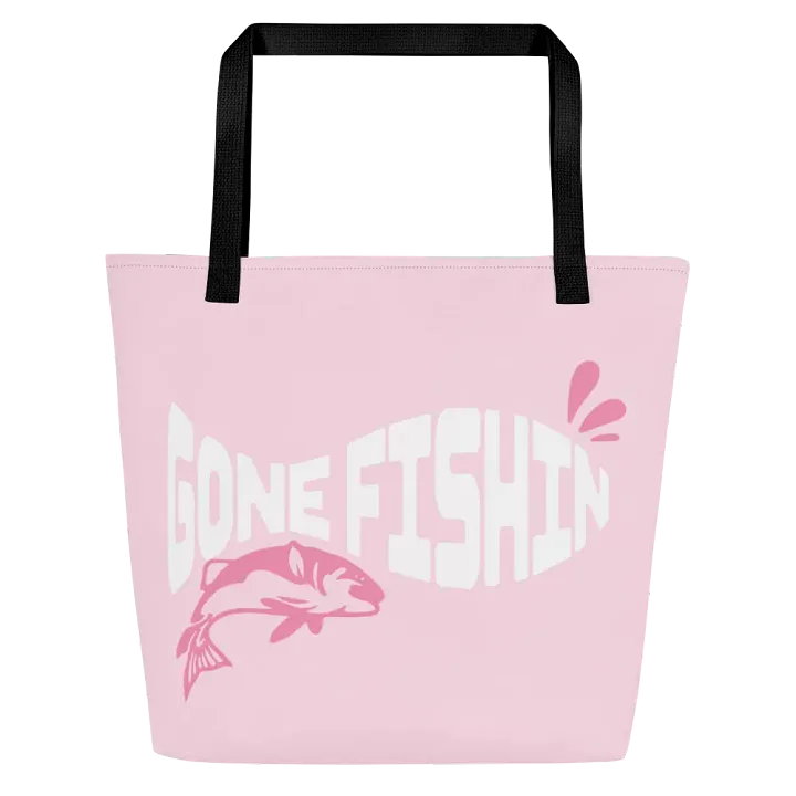 Gone Fishin' All-Over Pink Tote Bag product image (1)