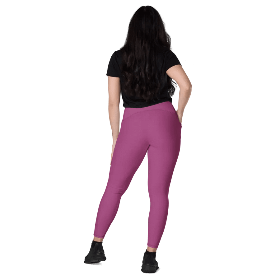 Plain Plum Purple True Summer Women's High Waisted Premium Crossover Leggings with Pockets by Treasure Pie product image (10)