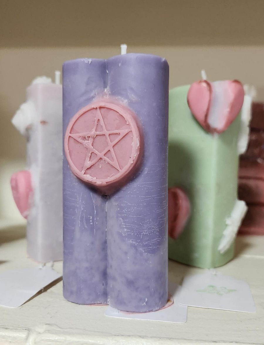 tall heart shaped candles w/accent wax melt product image (1)