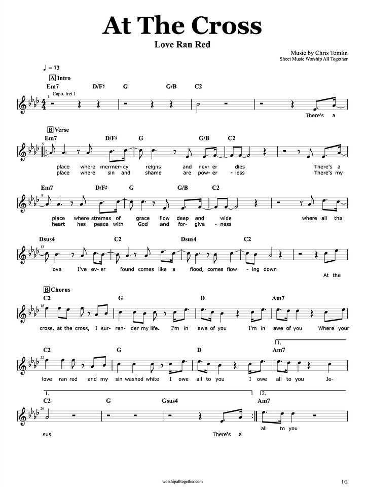 At The Cross (Love Ran Red) - Chris Tomlin | Original Key (Ab) product image (1)