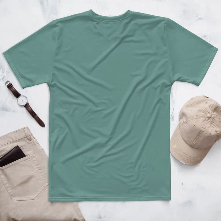 Plain Medium Teal Green Soft Summer Men's Crewneck Polyester Heavyweight Premium T-Shirt by Treasure Pie product image (2)