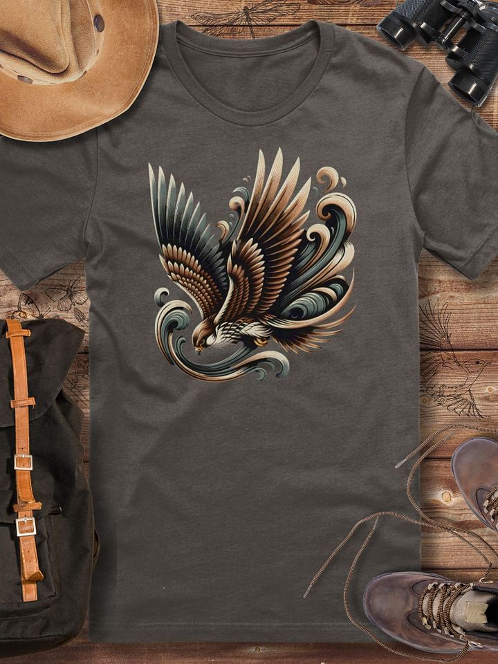 Falcon T-Shirt, Majestic Falcon Artwork, Bold Bird of Prey Tee, Nature-Inspired Graphic, Unique Gift for Wildlife Lovers, Dynamic Falcon Flight T-Shirt product image (1)