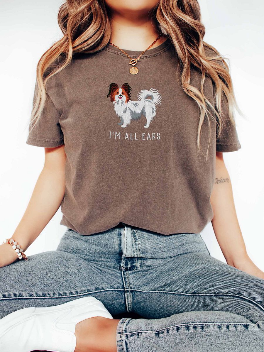 I'm All Ears T-Shirt(Embroidered) of a Papillon(Sable) product image (2)