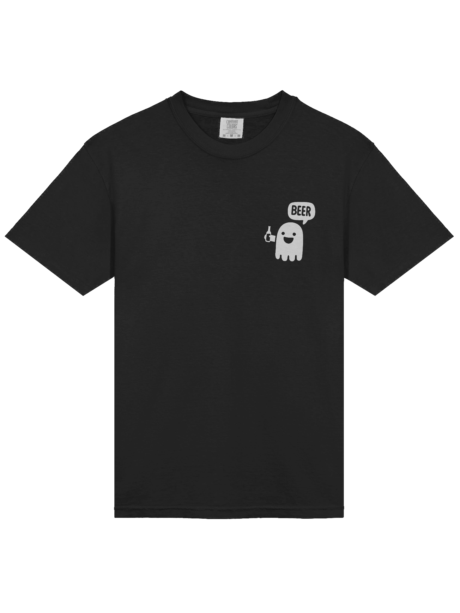 Minimalist Ghost Beer Pocket Print T-Shirt – Funny Boo Ghost Drinking Beer Logo Tee product image (3)