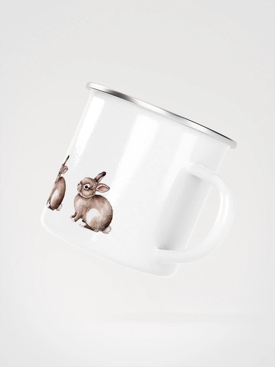 Whimsical Woodland Rabbits Enamel Mug - Häschentasse Camping und Kindergarten product image (3)